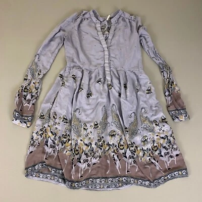 Free People Mini Dress Paisley Print Size Small P / Purple Long Sleeve Boho Chic - Image 1 of 4