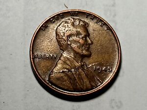 Very Rare Obverse Lamination Crack 1945 Lincoln Wheat Penny 