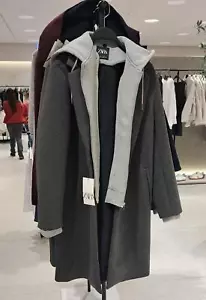 ZARA BNWT 2025. GREY CONTRAST HOODED COAT. 8073/030/802 - Picture 1 of 8