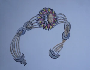 Dessin original  PROJET BIJOUX  d' ODETTE  LEPELTIER - Picture 1 of 8