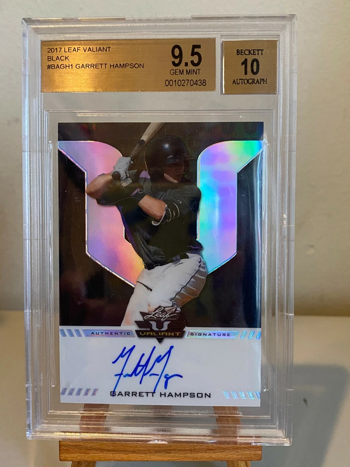 Garrett Hampson 2017 Leaf Valiant Black  Refractor Auto 3/5 BGS 9.5  / 10 Rc - Image 1 of 1