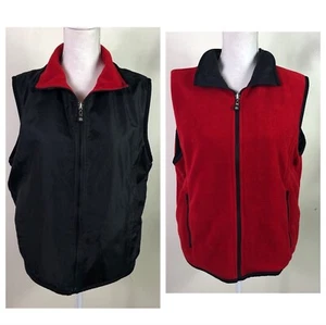 FU DA women’s reversible zippered silk/polyester vest jacket Sz L black/red - Picture 1 of 10