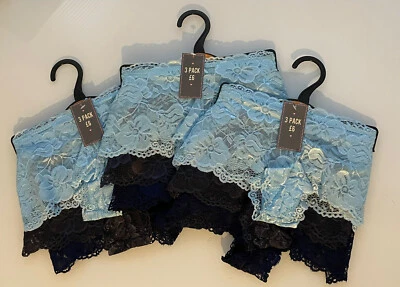 MATALAN 3 X PACKS OF 3 LACE KNICKERS BLUE SIZE 10 - 9 PAIRS IN TOTAL BNWT