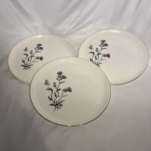 Vintage Französisch Sächsisch Porzellan 22k Gold Distel Teller 3er Set USA Blumen Geschirr - Bild 1 von 8