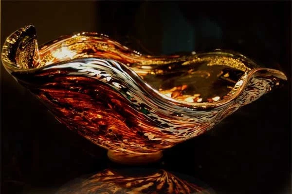 Раковина пьедестальная ручной работы из карамельного вихревого художественного стекла диаметр 16 дюймов - Изображение 1 из 2