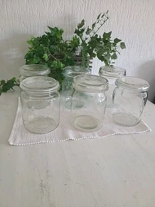 6 x WECK Einkochgläser, Einmachgläser, Weckgläser Rillenglas mit Deckel 1 Liter - Bild 1 von 2