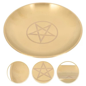 Pentacle Plate Golden Rituals Base Wiccan Offering Tray Witchcraft - Picture 1 of 6