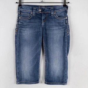 Silver Jeans Sz 26 Blue Tuesday Bermuda Denim Shorts Pedal Pushers Low Rise * - Picture 1 of 9