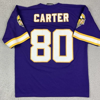 Camiseta deportiva vintage de los Minnesota Vikings adulto M púrpura Chris Carter #80 logotipo atlético Foto 1 de 4