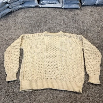 Vintage Donegal Knitwear Hand Loomed Ireland Wool Pullover Sweater Mens 42 Ivory - Image 1 of 4