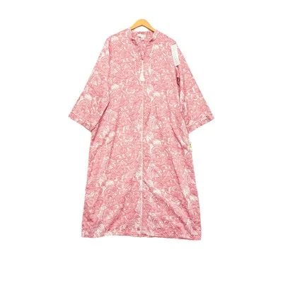 Camisola maxi cetim Miss Elaine ROSA/BRANCO PAISLEY nova com etiquetas zíper frontal tamanho M *falha - Imagem 1 de 4