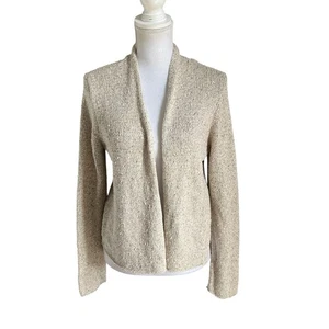Eileen Fisher 100% Silk Cream Textured Open Cardigan Size M - Imagen 1 de 8