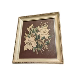 Turner Floral Botanical Signed Print Original Frame Maroon Creamy White 12 X 14" - Picture 1 of 15