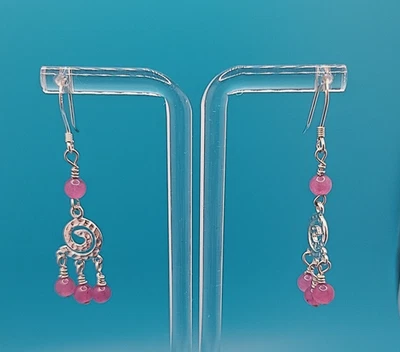 Pendientes perforados de plata 925 lila con cuentas Foto 1 de 4