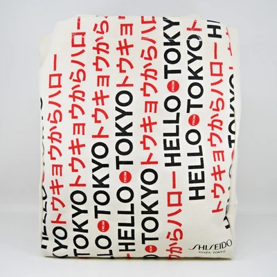 Bolso de Mano Shiseido Hello From Tokyo Ginza Japón Algodón Lona Beige Negro Rojo Foto 1 de 4