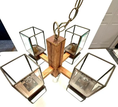 MCM Frederick Raymond ICE CUBE 8 灯泡吊灯木质丹麦吊坠灯 — 第 1/4 张图片