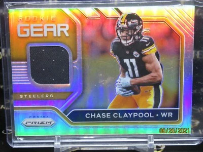 2020 Panini PRIZM Chase Claypool RC ROOKIE GEAR SILVER PARALLEL STEELERS #25 - Image 1 of 2