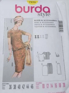 Burda Sewing Pattern 7175 Ladies Misses Two Piece Dress Accessorie Size 10-20 UC - Photo 1 sur 3