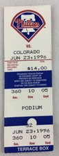 MLB 1996 06/23 Colorado Rockies at Philadelphia Phillies Ticket-Ellis Burks 2-HR