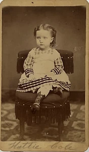 Antiguas Botas de Vestir CDV Era de la Guerra Civil Niña Cabello Ligero a Cuadros PA - Imagen 1 de 3