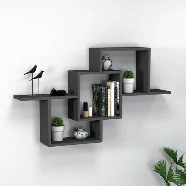 Mensola Sospesa 3 Vani A Cubo Design Moderno 120x22x80 Elena Vari Colori - Immagine 1 di 3