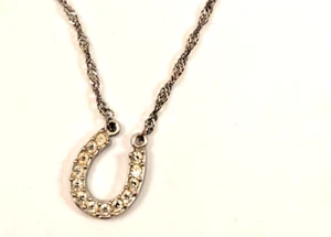 Collar Colgante Estación Herradura Estrás Tono Plata Vintage - Imagen 1 de 3