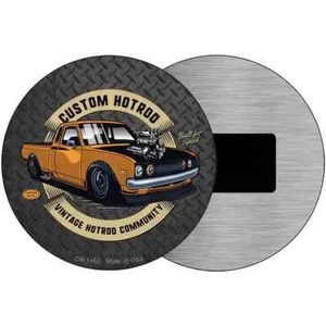 Hotrod Naranja Personalizado 3.5" Placa Imán Nevera Refrigerador Cocina Hogar Pared - Imagen 1 de 2