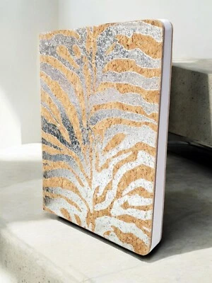 Wild Silver Striped and Cork Hardcover Journal Diary: Adrienne Vittadini Studio - Image 1 of 4