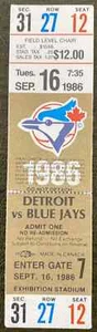 Unused Ticket 1986 Deroit vs Toronto Blue Jays Sec. 31 Row 27 Seat 12 - Picture 1 of 2