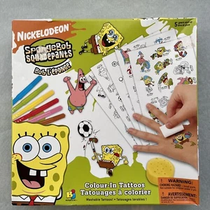 Vintage 2006 SpongeBob Squarepants Color-in Tattoos Nickelodeon 120 Washable - Picture 1 of 4