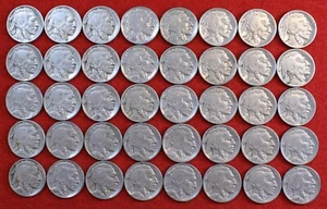Rollo de 40 monedas Buffalo Indian Nickels fecha completa circulado R4 - Imagen 1 de 6