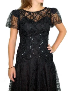 After Dark Lace & Sequins Gatsby Fairy Whimsey Black Tie Party Goth USA Sz. 20 - Picture 1 of 16