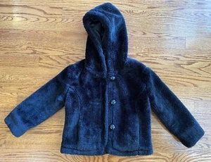 Dollhouse Girls Black Reversible Faux Fur Hooded Coat/Jacket Size 4t, Cute! - Picture 1 of 13