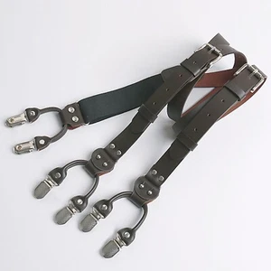 Mens Y-Shaped Classic Suspenders Fashion Leather Jeans Wedding Accessories New - Picture 1 of 26