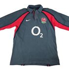 Vintage Nike Grey & Red England Rugby Polo Top Size Small 173Cm Vgc