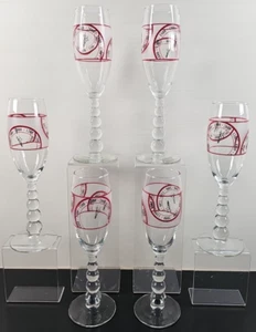 (6) Millenial Clock Fluted Champagne Set Vintage Stemware Libbey Syracuse China - Picture 1 of 24