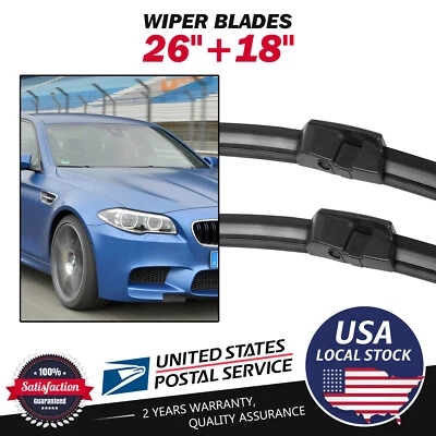 Front Windshield Wiper Blades Pair 26"+18" All Season For BMW 740Li xDrive 13-15 - Image 1 of 4