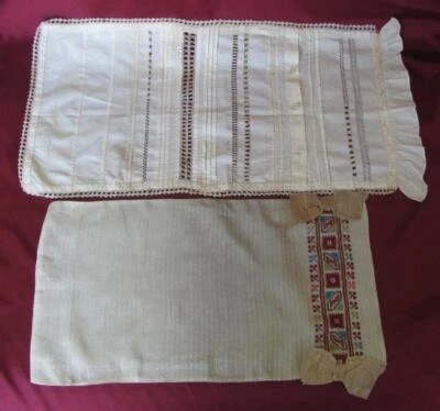 19C. ANTIGUO JUEGO DE DOS FUNDAS MANTAS BORDADAS A MANO NIÑO BEBÉ Foto 1 de 4