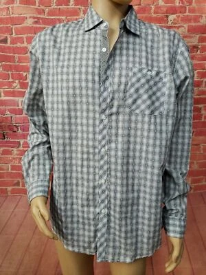Camisa Michael Brandon Para Hombres Gris y Negra Abotonada Manga Larga Talla Grande NUEVA #C Foto 1 de 4