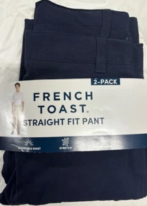 French Toast Boys Uniform Straight Fit Adjustable Waist Pants 2 PK(NAVY 6)NWT - Picture 1 of 3