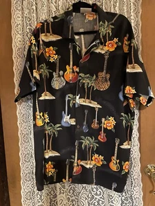 Mix Studio Herren Größe 2XL Gitarre Rock and Roll Island Hawaiihemd Surf Kreuzfahrt - Bild 1 von 5