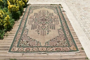 Alfombra Turca Oushak 180x307cm Alfombra Vintage Marrón Medallón Diseño Floral Alfombra 5x10 - Imagen 1 de 12