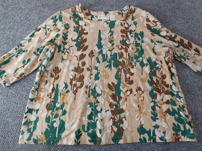 Alfred Dunner Top 2X Beige Floral Mujer Blusa Mujer Hawaiano Elastizado Gráfico Foto 1 de 4