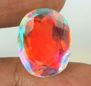 Natürlicher brasilianischer Regenbogen mystischer Topas 9,65 Karat ovaler Edelstein zertifiziert B99224 - Bild 1 von 7