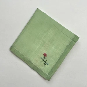 Vintage Cottagecore Green Linen Bridesmaid Handkerchief Floral Granny Wedding - Picture 1 of 3