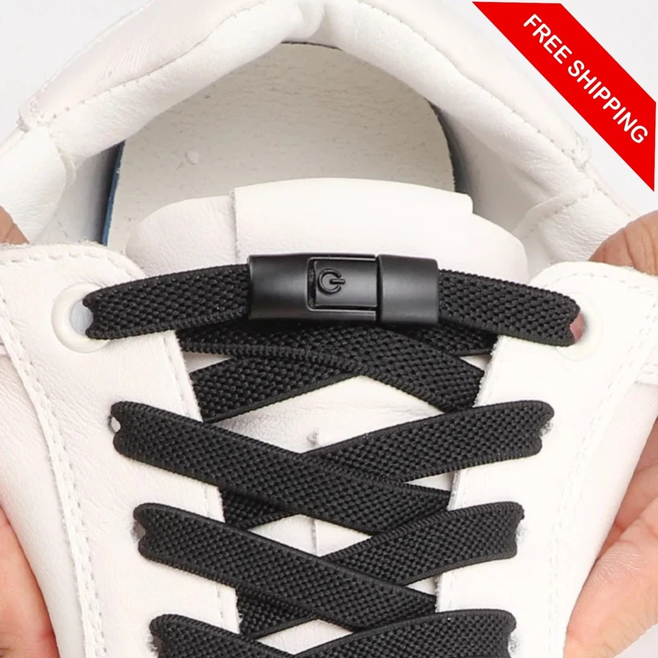 No Tie Elastic Shoe Laces Quick Lock Multicolored Flat Shoelaces Kids Adult - Image 1 of 4