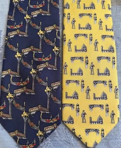 2 Awesome Neck Ties Architecture Design ITALIAN Country Novelty Prints - Picture 1 of 6
