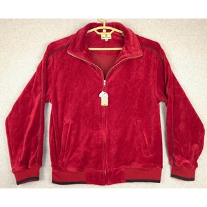 Sweatsedo Red Velour Track Jacket Full Zip Retro Men's Size M - Picture 1 of 7