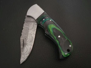 DAMASTSTAHL CUSTOM MADE TASCHEN KLAPPMESSER HOLZGRIFF MIT SCHEIDE 6716 - Bild 1 von 8