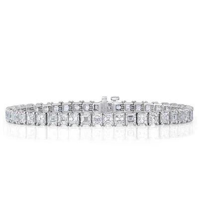 Brazalete de tenis de diamantes talla Asscher de 12,61 quilates en platino Foto 1 de 3